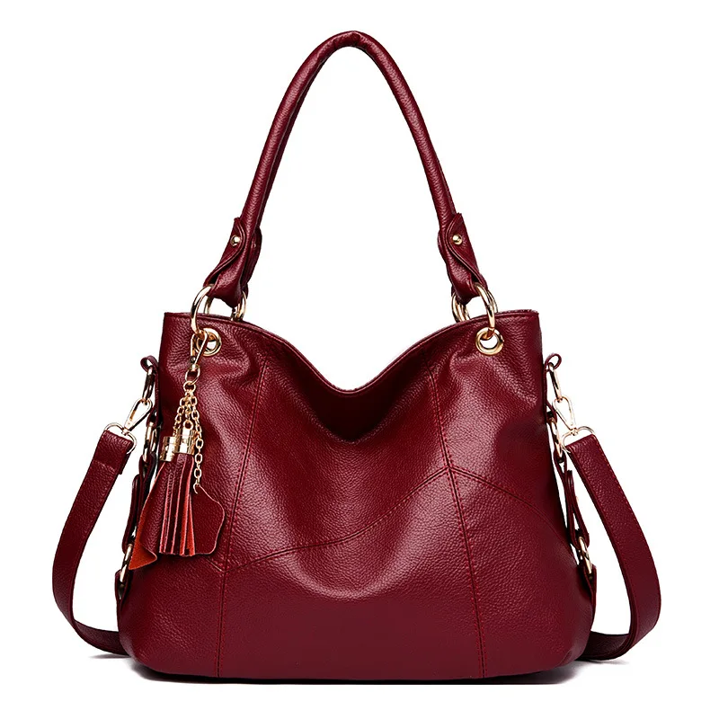 Женские сумки роскошные дизайнерские мягкие кожаные сумки-шопперы для женщин сумка через плечо сумки для женщин - Цвет: Бургундия