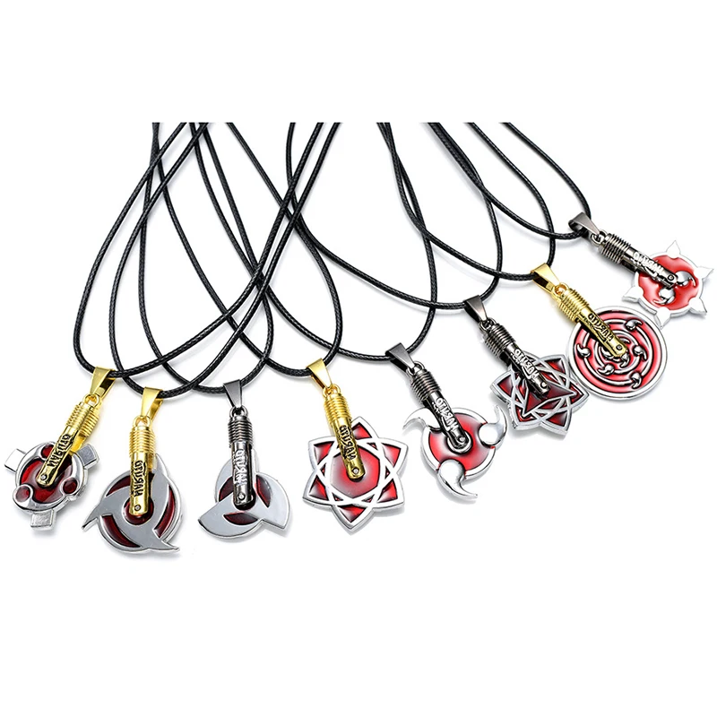 

New Naruto Action Figure Necklace Logo Sharingan Toys Japanese Anime Sasuke Uzumaki Akatsuki Madara Cartoon Present ASB44