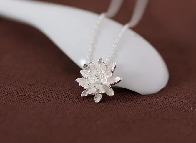 Lotus Necklace Elegant Flower Pendant Jewelry 925 Sterling Silver