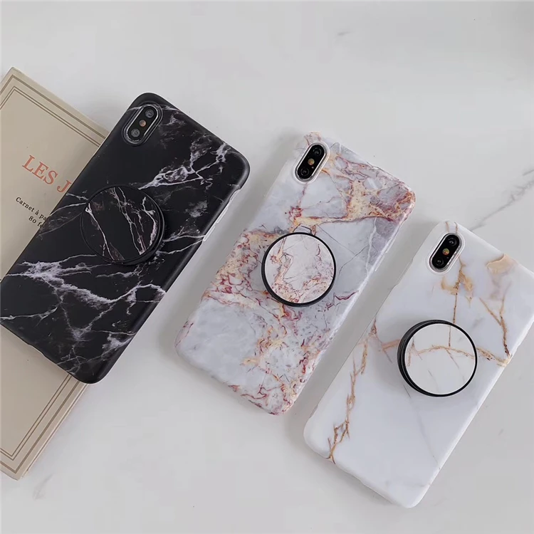 Модные чехлы для телефонов с мраморным узором для iphone X XR XSMAX, чехол для iphone 8 7 Plus, мягкая задняя крышка IMD, чехлы со складным кольцом