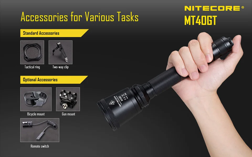 NITECORE MT40GT CREE XP-L HI V3 светодиодный фонарик 1000 люменов 618 м луч дистентный поисковые огни Светодиодный фонарик