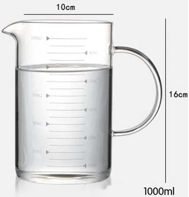 Высокое Боросиликатное пищевое стекло мерный стакан чайник - Цвет: 1000ml