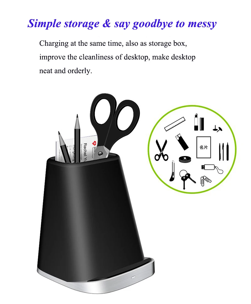 03Brush Pot Fast Charging Holder Qi Wireless Charger Stand