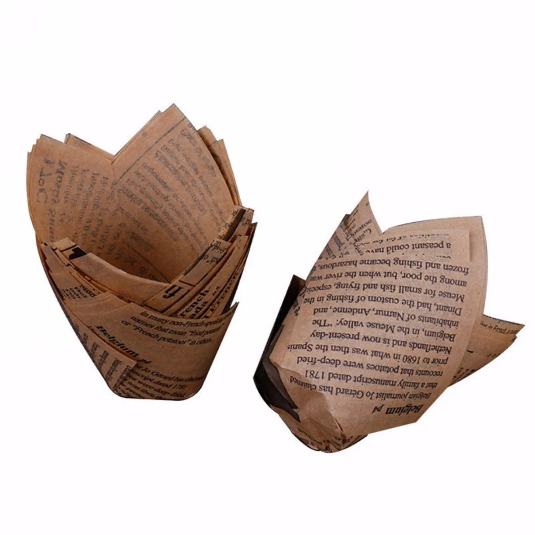 JX-LCLYL 50Pcs DIY Tulips Cupcake Liners Paper Cake Baking Cup Muffin Cases Weeding Party