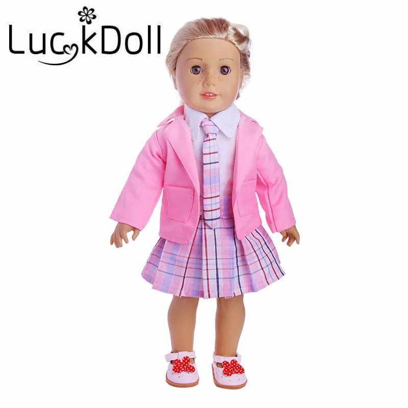 LUCKDOLL 3 стиля кампус стиль Униформа подходит 18 дюймов Американский 43 см детская кукла одежда аксессуары, игрушки для девочек, поколение, день рождения Gif