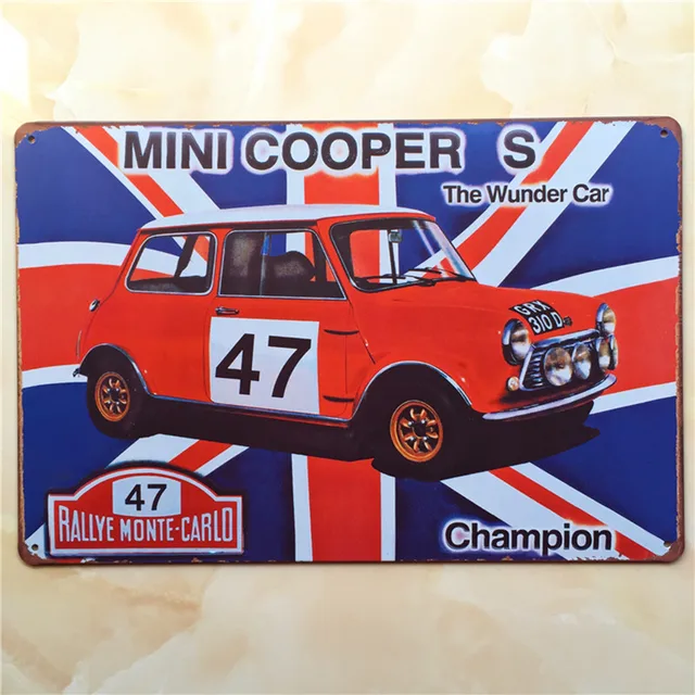 mini cooper car vintage metal signs home decor vintage tin signs pub vintage decorative plates metal - Metal Signs Home Decor mini cooper car vintage metal signs home decor vintage tin signs pub vintage decorative plates metal - Metal Signs Home Decor