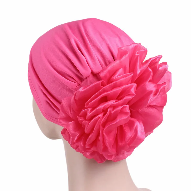 Новинка женский большой цветок аксессуары для волос в виде тюрбана эластичная ткань резинки для волос шапка Хемо женский мусульманский шарф шапка для выпадения волос