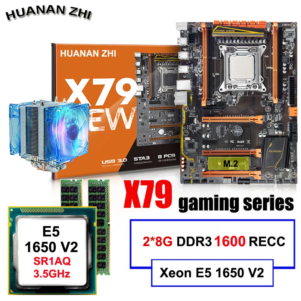 Discount desktop motherboard HUANAN ZHI Deluxe X79 motherboard with CPU Intel Xeon E5 1650 V2 with cooler RAM 16G(2*8G) REG ECC Discount desktop motherboard HUANAN ZHI Deluxe X79 motherboard with CPU Intel Xeon E5 1650 V2 with cooler RAM 16G(2*8G) REG ECC