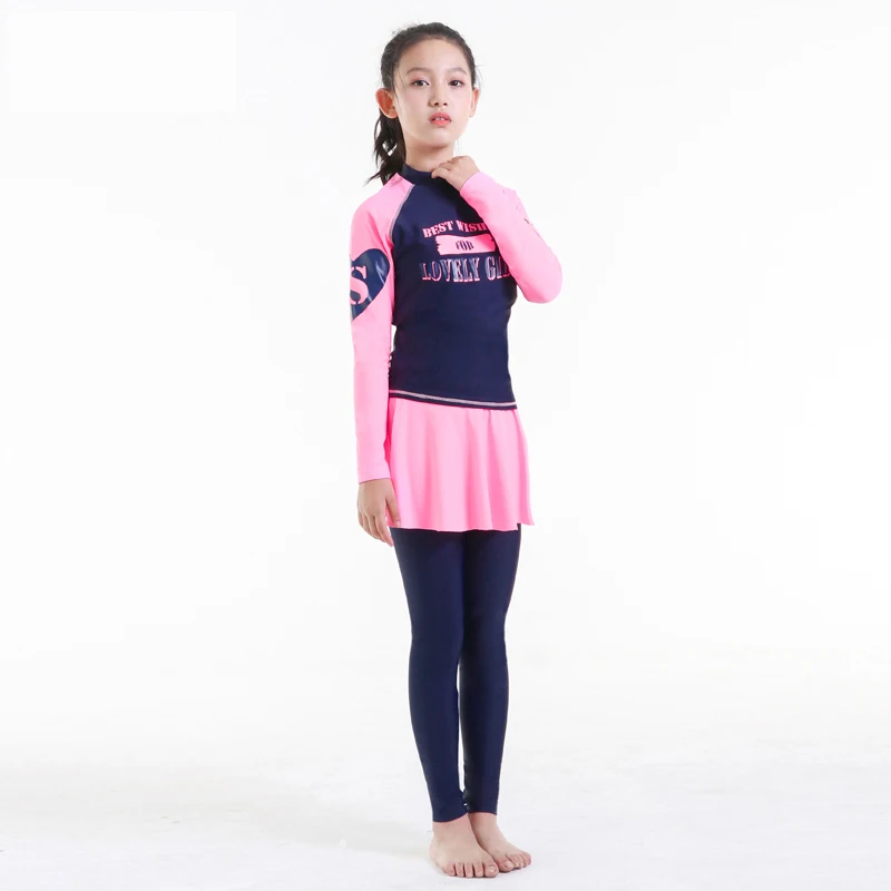 Rashguard Купальник для девочек подростков с длинными рукавами стеганая рубашка