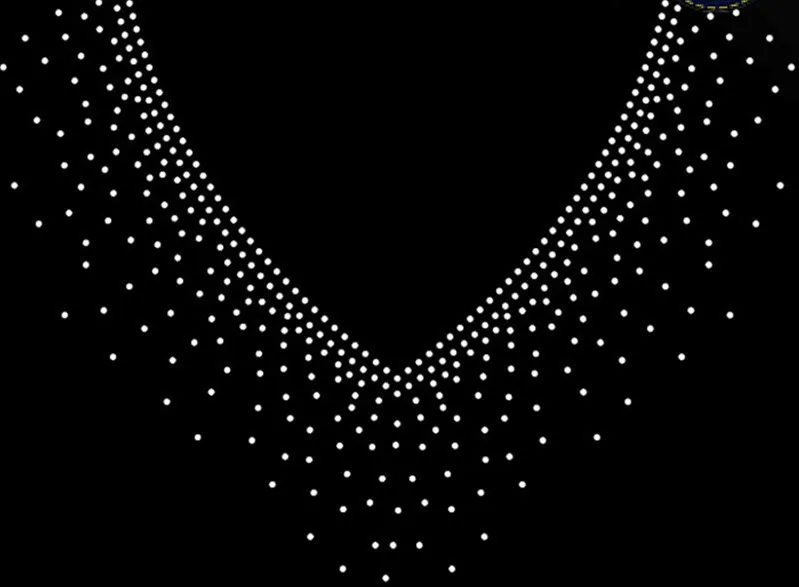 2pclot neckline patch designs iron on transfer hot fix rhinestone