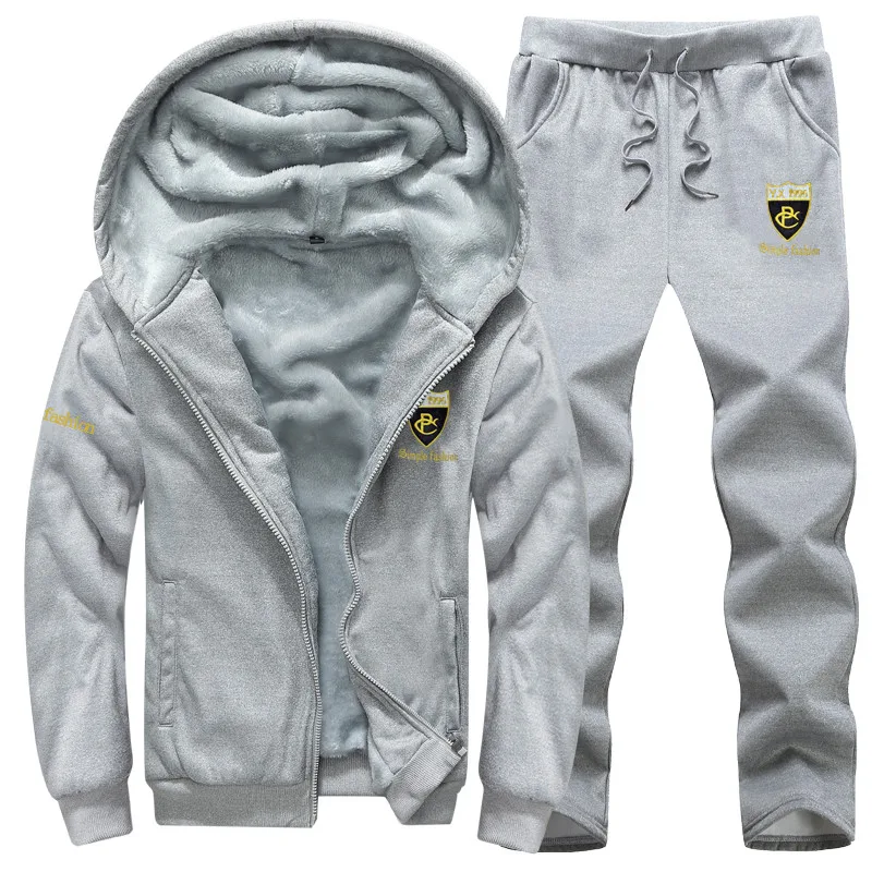 60% OFF TIEPUS New Winter Cashmere Sporting Suit Hats Jacket+pants Warm Suit  Sporting Suit Men Running Set Sportswear size M~4XL