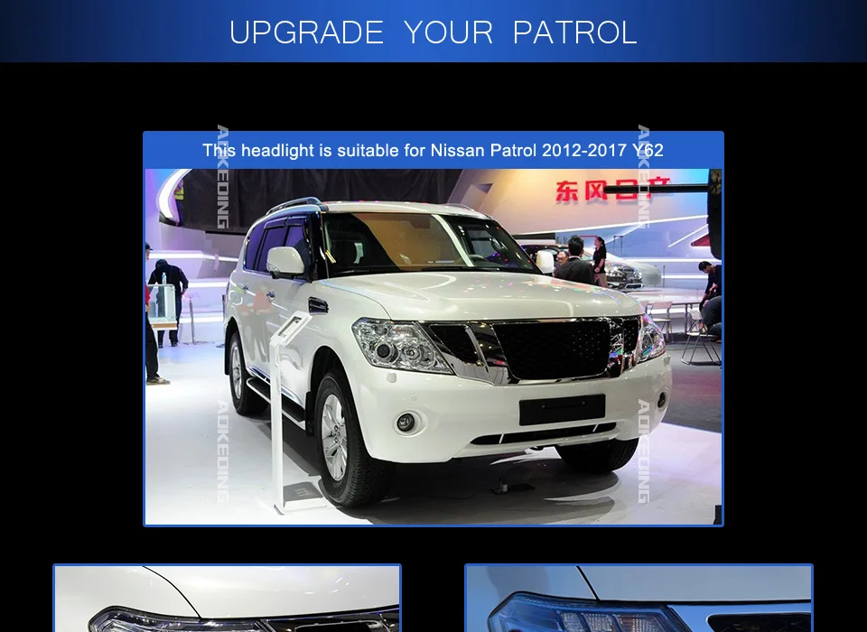 AKD тюнинг фар автомобиля для Nissan Patrol Y62 2012- светодиодные дневные ходовые огни на передних фарах Hid биксеноновые фары сигнальный свет глаза ангела