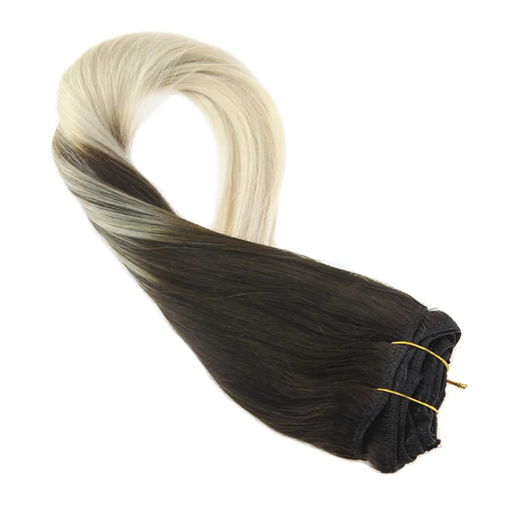 Moresoo 100% клип в наращивание волос 7 шт./100 г прямые Волосы remy выметания Цвет #2 до платиновый блондин #60 клип в натуральные волосы