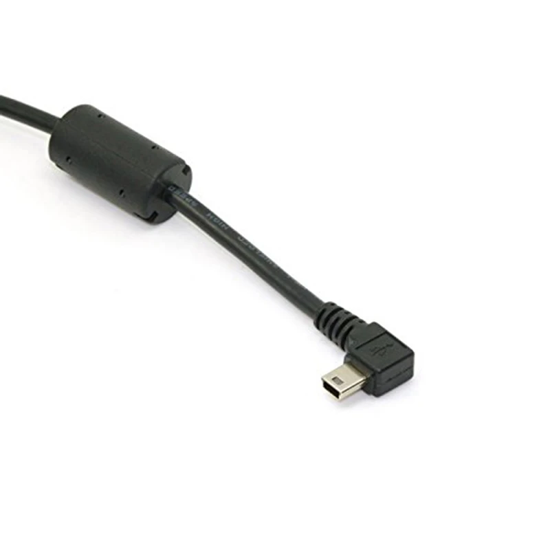 Мини-usb B Тип 5pin мужской прямоугольный 90 градусов к USB 2,0 Мужской кабель для передачи данных с ферритовым сердечником EMI 5 метров