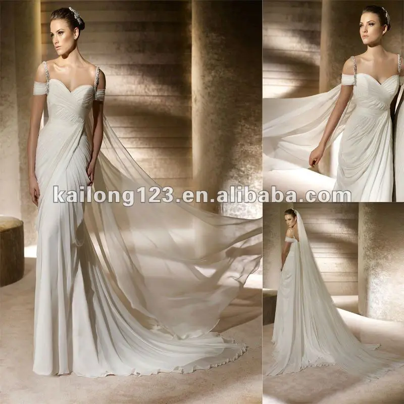 draped off the shoulder wedding dress