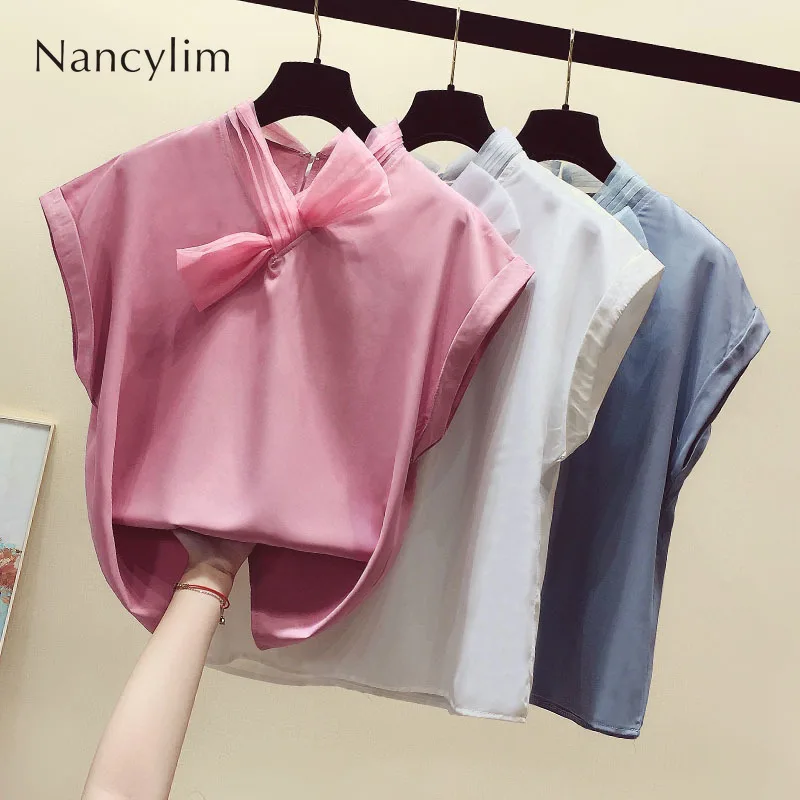 

Very Fairy Bow Chiffon Shirt Female 2019 Summer New Temperament Blouse Girls Ladies Basic Tops Women Blusa Nancylim Top