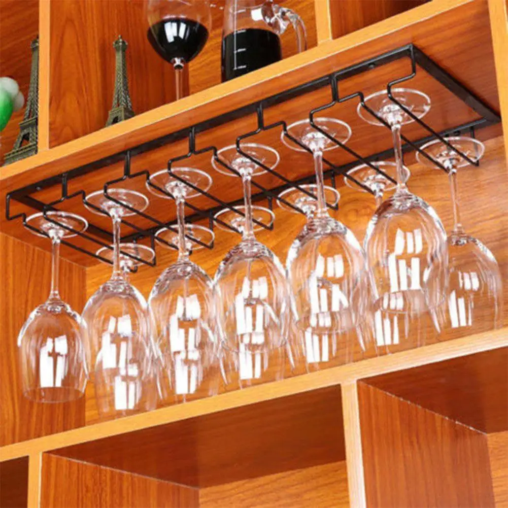 Casier à verre à vin sous l'armoire, porte-verres à pied en métal, porte- verre à vin Organisateur de cintre de rangement de verres pour un  porte-serviettes de salle de bain de cuisine de