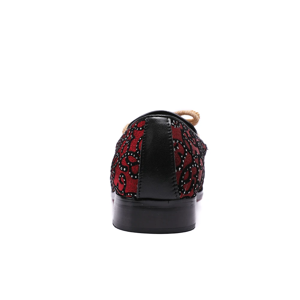 Christia De Avec Pantoufle Fumer Rouge Mocassins Formelle Partie Chaussures Mode Luxe Hommes Banquet Italien Mariage Noeud Bella Robe rUqwWYg4r