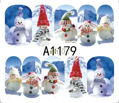 

Nail sticker art decoration winter snowman slider adhesive Water Transfer decals manicure lacquer art accessoires polish foil