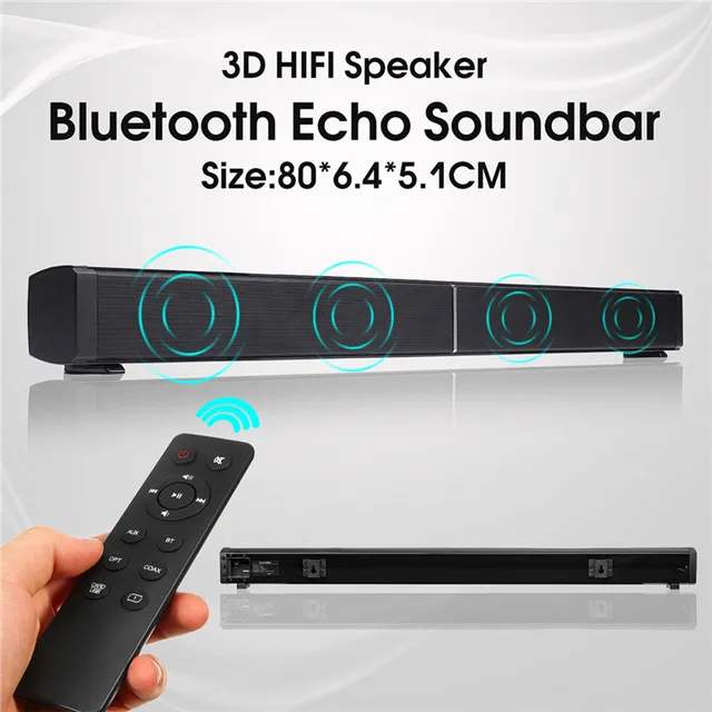 LP-09 Bluetooth Ec ho Soundbar Speaker 40W 3D HiFi Stereo Bass Speaker TF Card Aux Home TV Wall-mounted Remote Control Soundbar