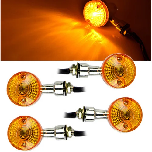 

4Pcs/lot Motorcycle autocycle Plastic Turn Signal Light Bulb Lamp 12V Amber Indicators Circular Universal Long life Serviceable