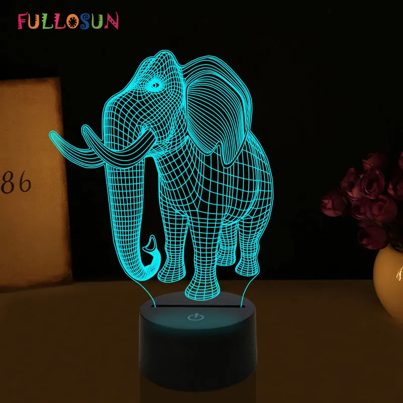 Elephant Home Decor 3D Night Light LED Lamp 7 Colors Sleeping Lights for Friends Novelty Gift