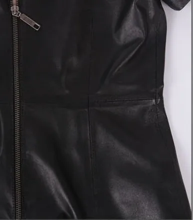 Магазин Лауры/Модный летний офисный костюм из искусственной кожи короткое элегантное тонкое платье с круглым вырезом и короткими рукавами