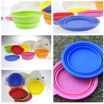 

50 pcs Collapsible Travel Dog Puppy Food Water Dish Bowl Folds Flat Silicone