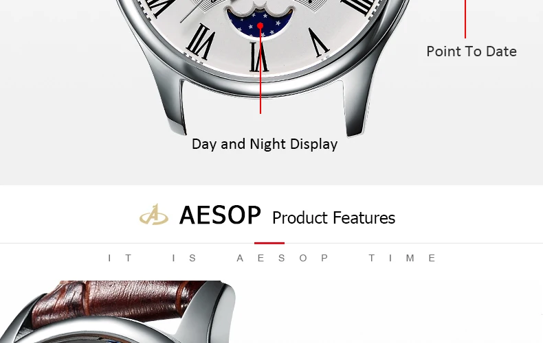 AESOP ультра тонкие 9 мм часы для мужчин Роскошные Кварцевые часы Moon Phase Мужские часы из натуральной кожи ремешок Relogio Masculino