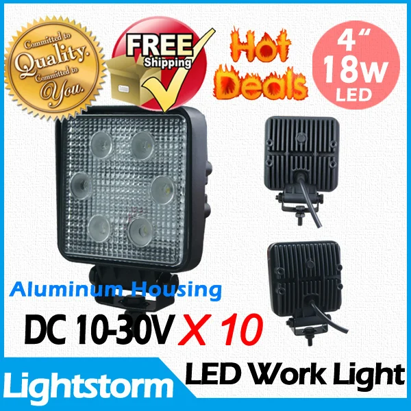 Free shipping! 4&quot 18w led work light High Quality~10-30V DC aluminum housing working lamp!10pcs/lot offroad light! | Автомобили и