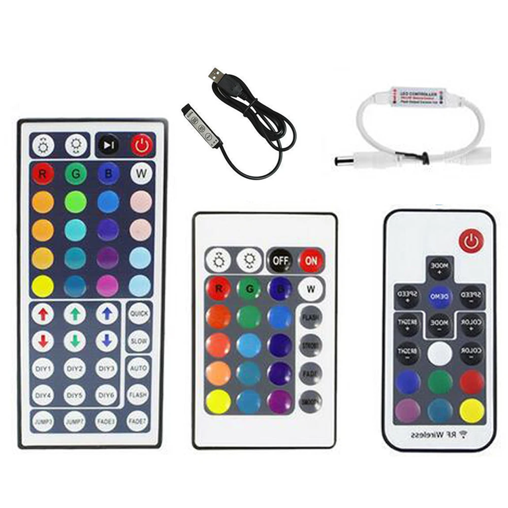 USB RGB светодиодный контроллер 24key 44key 17key RF Беспроводной мини-пульт дистанционного управления для RGB 3528 5050 светодиодный лента освещения 5v 12v