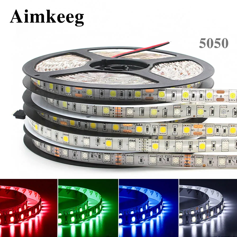 

5M/roll LED Strip DC12V Flexible LED Light Strip 5050 RGBW RGBWW IP20 IP65 LED Strip Lamp 60 LED/m for TV Background Lighting