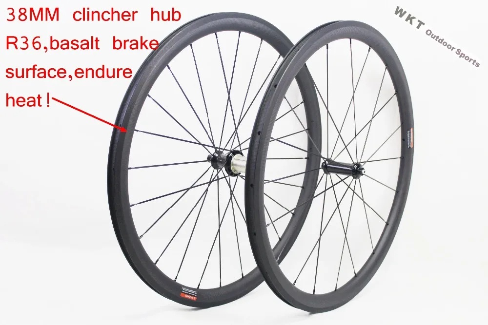 Углеродные дорожные колеса 38 мм ширина 25 POWERWAY R36 углеродные клинчерные 700C