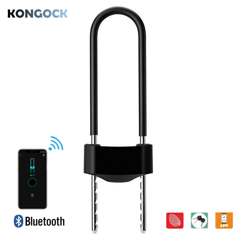 Bluetooth приложение отпечатков пальцев U замок умный замок, водонепроницаемый замок без ключа для дома забор рюкзак чемодан офис велосипед - Цвет: Black(Large)