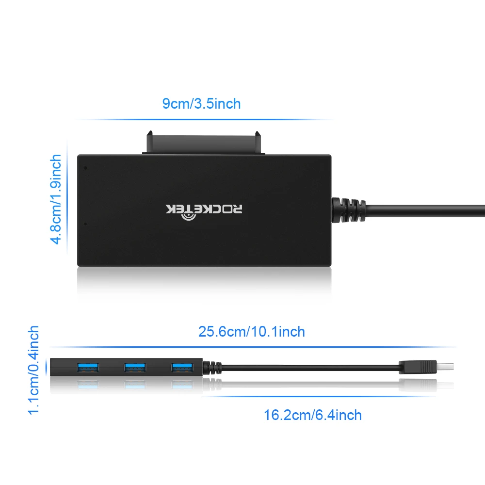 Rocketek multi usb 3.0 hub port 2.5 SATA adapter splitter Power Hard Drive SSD HDD SATA 22 Pin pc computer laptop accessories