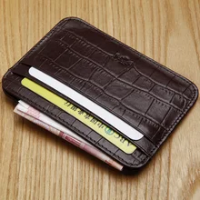 Тонкий кошелек из натуральной воловьей кожи с узором «крокодиловая кожа», мини-кошелек на молнии, держатель для кредитных карт, маленькая сумка, для женщин/мужчин