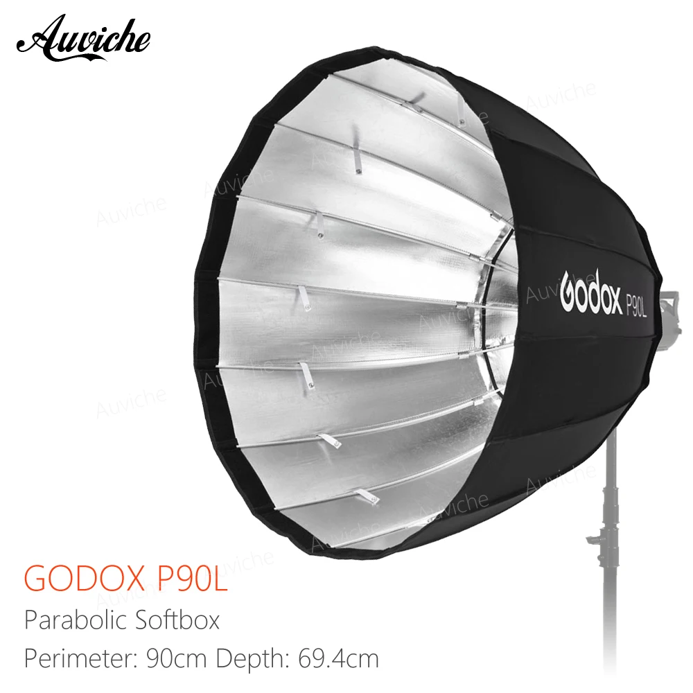 

Godox Portable P90L 90CM Deep Parabolic Softbox Bowens Mount Studio Flash Speedlite Reflector Photo Studio Softbox