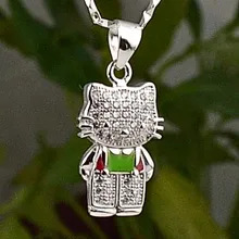 Гарантия простой 925 пробы серебряный кулон, Hello cute cat, 27 см, 2,3 г, PE3690