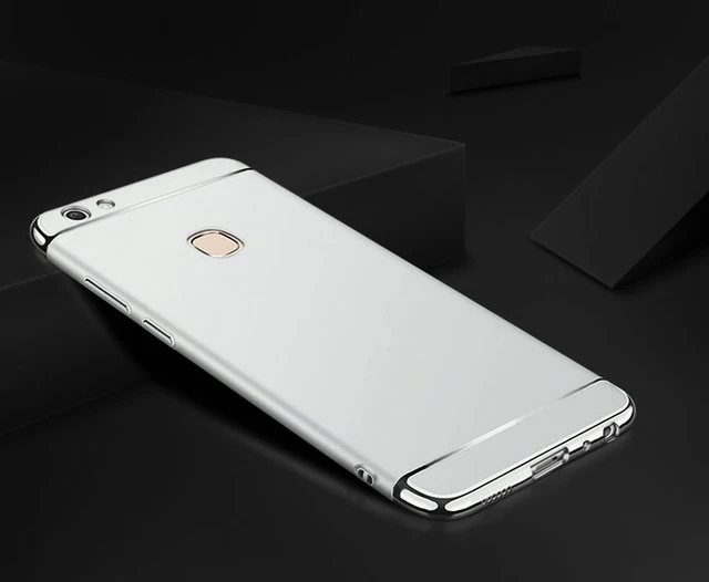 3 в 1 задняя крышка для Vivo v7 V 7 plus полная защита чехол для телефона для BBK Vivo V7+ Y75 Y79 позолоченный жесткий чехол - Цвет: Серебристый