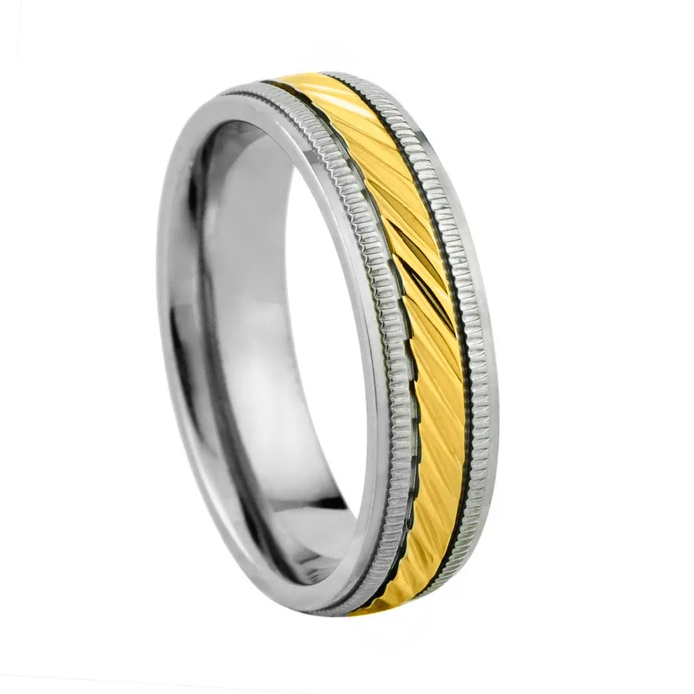 

7MM Gold Titanium Fashion Simple Brushed Rings For Man or Woman Gift