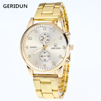 

GERIDUN New Brand Luxury Gold watch stainless steel Watch Men Business quartz Watches Military Wristwatch Relogio Masculino time