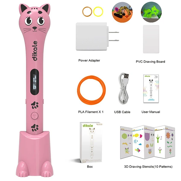 US Plug Pink add96m Dikale 3d принтер ручка с 6,1 метров 16 цветов PLA нити волшебная ручка искусство и ремесло 3D Ручка 3D модель детские подарочные ручки для рисования - Цвет: US Plug Pink add96m
