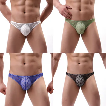 

Male sexy thong net underwear g string male white breathable t word back smooth and soft