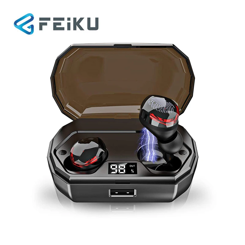 

FEIKU R10 TWS LED Screen Bluetooth Earphone Earbuds 5.0 Power Bank Function Noise Cancelling Sports Wireless With Mic