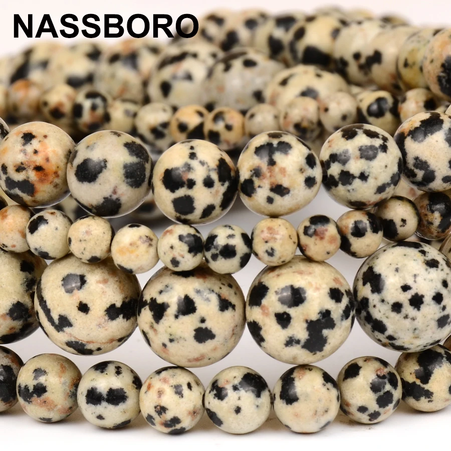 

Natural Rondelle Spots Dalmatian Stone Beads Charm Beads For Jewelry Making Bracelet Necklace Diy/Handmade Bead 4/6/8/10/12mm