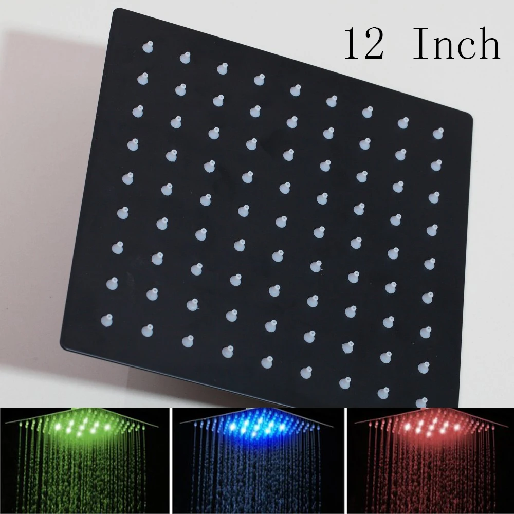 8 inch full set 05 Набор смесителей для ванной комнаты, черный латунный 8/16 светодиодный смеситель для холодной и горячей воды с водопадом, 2 функции, душ с дождевой насадкой - Цвет: 8 inch full set 05