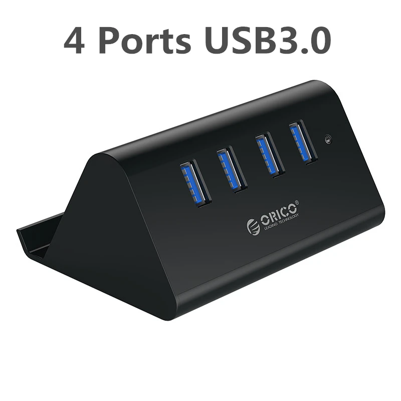 ORICO 5 Гбит/с высокоскоростной мини 4 порта USB3.0 концентратор сплиттер для настольного ноутбука с подставкой держатель для телефона Tablet PC-черный/белый - Цвет: 4 Port USB3.0 Black