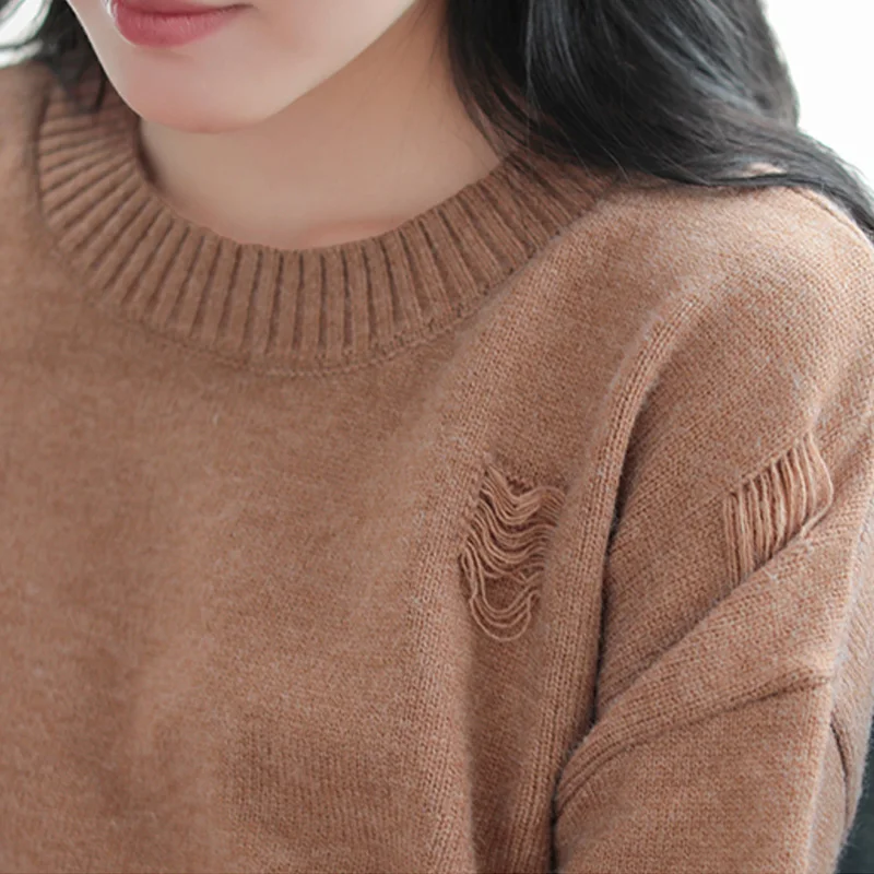 Johnature Women Autumn Pullover Sweater O-Neck Long Sleeve Patchwork 2018 Fall New Knitted Cotton Pockets 3 Color Women Sweaters