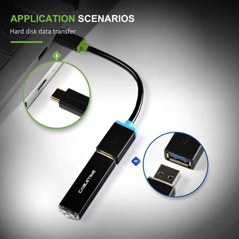 Кабель USB C OTG кабель type C 3,1-USB 3,0 адаптер для быстрой зарядки/передачи данных для камеры samsung HUAWEI P20 Mac USB C устройство C010