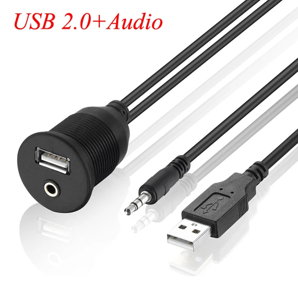 Bochara USB Панель скрытого монтажа USB 2,0 USB 3,0 3,5 мм удлинитель приборной панели кабель для автомобиля мотоцикла - Цвет: USB 2.0 Set